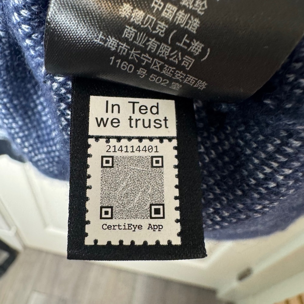 Ted Baker Sweater Men 3 Blue Wavy Zebra Print Wool Yak Blend Warfe Pullover - Picture 7 of 7